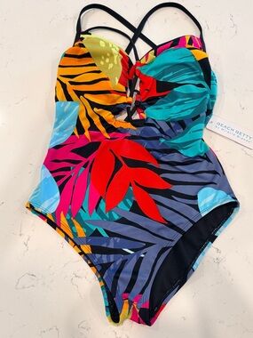 Beach Betty Women’s Multicolor Tropical One-Piece Swimsuit